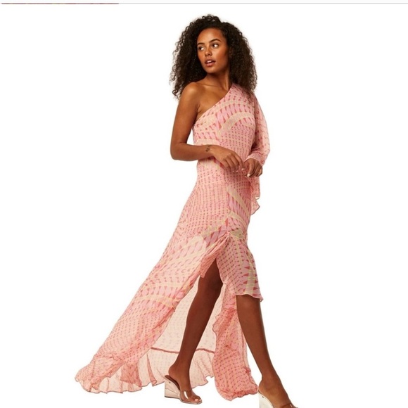 NWT Misa Los Angeles Gaia One Shoulder Maxi Dress in Septima Geo SZ Small - Picture 1 of 14